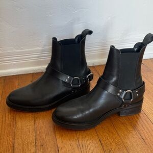 ALL SAINTS Black Leather Moto Chelsea Boots EU38 / US 8